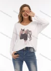Wholesale Women's Cartoon Pattern Drop Shoulder Long Sleeve Oversized Tee - Liuhuamall