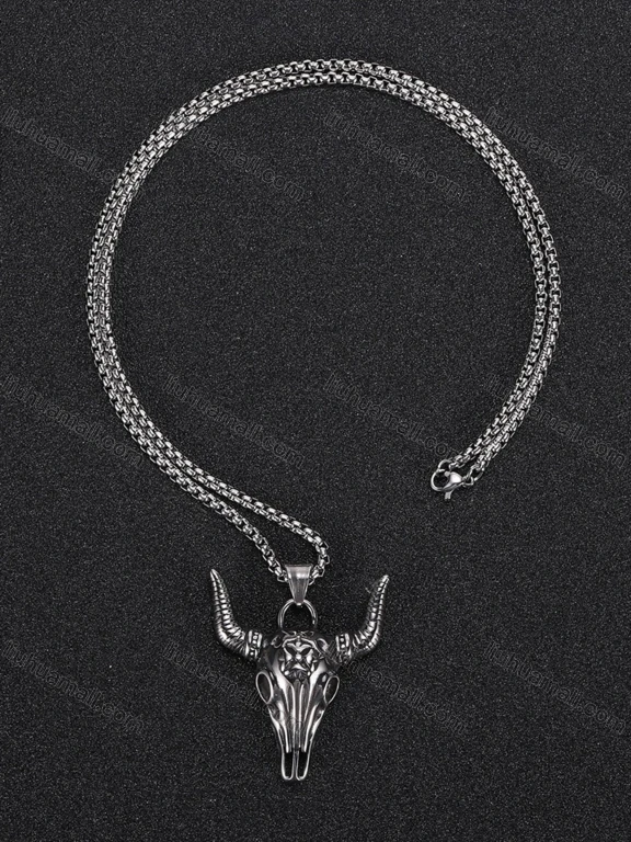 Wholesale Stainless Steel Bull Head Carved Necklace SP0858#