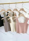 Wholesale Women's Casual Plain Crop Rib-knit Cami Top - Liuhuamall
