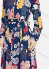 Wholesale Women's Vintage Long Sleeve Button Down Floral Print Shirt Dress With Belt - Liuhuamall