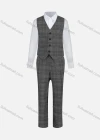 Wholesale Kid's Formal Lapel Pockets Plaid Print Single Breasted Blazer & Vest & Pant 3 Pieces Suit Set 31965-1# - Liuhuamall