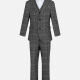 Kid's Formal Lapel Pockets Plaid Print Single Breasted Blazer & Vest & Pant 3 Pieces Suit Set 31965-1# Gray Clothing Wholesale Market -LIUHUA