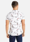 Wholesale Men's Allover Letter Feather Print Short Sleeve Casual Shirt - Liuhuamall