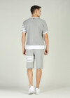 Wholesale Men's Short Sleeve Round Neck Plain T-Shirt Striped Shorts Set - Liuhuamall
