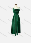Wholesale Women's Elegant Plain Spaghetti Strap Ruched Maxi Evening Dress - Liuhuamall