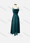 Wholesale Women's Elegant Plain Spaghetti Strap Ruched Maxi Evening Dress - Liuhuamall