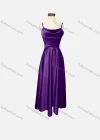 Wholesale Women's Elegant Plain Spaghetti Strap Ruched Maxi Evening Dress - Liuhuamall