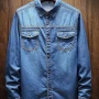 Wholesale Men's Casual Collared Long Sleeve Plain Button Down Denim Shirt preview