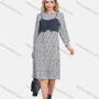 Wholesale Women's Casual Long Sleeve Floral Print Knee Length Dress With Detachable Cami Vest preview