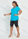Wholesale Women's Plain Short Sleeve Square Neck Rhinestone Daily Top - Liuhuamall