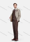 Wholesale Men's Business Lapel One Button Plaid Blazer Jakcet With Waistcoat 3 Piece Suit Set - Liuhuamall