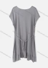 Wholesale Woman's Casual Round Neck Batwing Sleeve Dual Pockets Embroidery Ruffle Hem Plain Dress - Liuhuamall