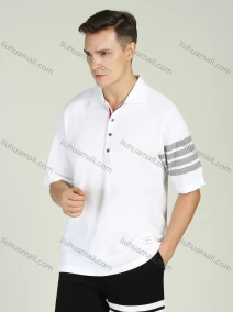 Wholesale Men's Short Sleeve Regular Fit Button Down Striped Polo Shirt, LIUHUA CLOTHING WHOLESALE