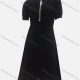 Wholesale Women's Elegant Plain Crew Neck Short Sleeve Pearl Decor High Waist Midi Dress Black Clothing Wholesale Market Liuhua