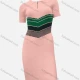 Wholesale Women's Casual Chevron Colorblock Polo Neck Short Sleeve Quarter Zip High Waist Knit Dress 3# Clothing Wholesale Market Liuhua