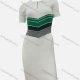 Wholesale Women's Casual Chevron Colorblock Polo Neck Short Sleeve Quarter Zip High Waist Knit Dress White Clothing Wholesale Market Liuhua