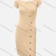 Wholesale Women's Summer Casual Plain Short Sleeve Button Front High Waist Bodycon Knit Dress 10# Clothing Wholesale Market Liuhua