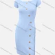 Wholesale Women's Summer Casual Plain Short Sleeve Button Front High Waist Bodycon Knit Dress 18# Clothing Wholesale Market Liuhua