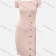 Wholesale Women's Summer Casual Plain Short Sleeve Button Front High Waist Bodycon Knit Dress 21# Clothing Wholesale Market Liuhua