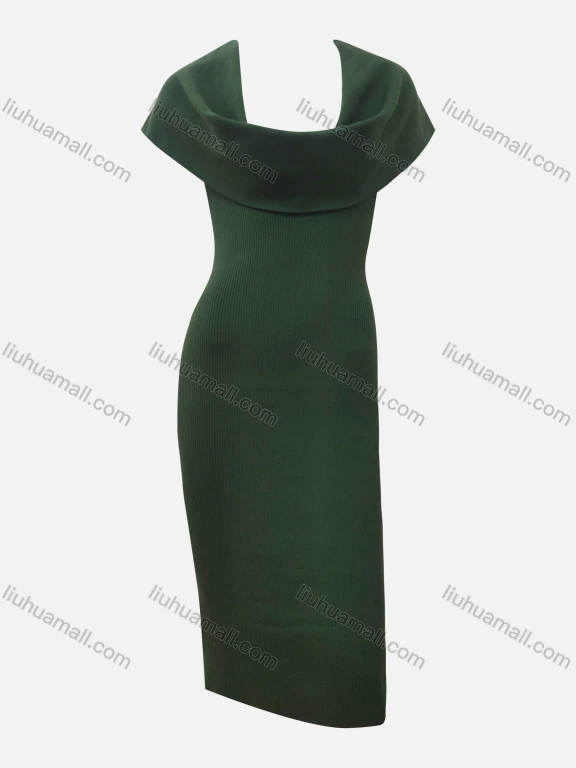 Wholesale Women's Elegant Plain Off Shoulder Strapless Bodycon High Waist Midi Dress