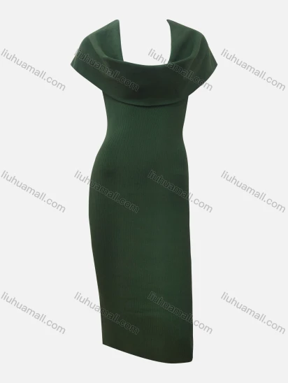 Wholesale Women's Elegant Plain Off Shoulder Strapless Bodycon High Waist Midi Dress