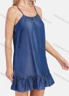 Wholesale Women's Casual Sleeveless Ruffle Hem Short Denim Cami Dress - Liuhuamall
