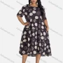 Wholesale Women's Casual Round Neck Polka Dots Print Dual Pockets Midi Dress preview