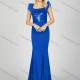 Wholesale Women's Glamorous Off Shoulder Plain Sequin Pleated Split Front Lace Trim Maxi Mermaid Evening Dress 7017# Blue Clothing Wholesale Market Liuhua