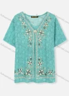 Wholesale Women's V Neck Short Sleeve Floral Print Pearl Decor Cardigan - Liuhuamall