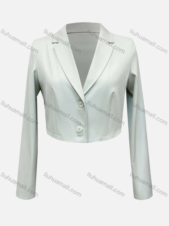 Wholesale Women's Notched Neck Single Breasted Plain Crop Blazer