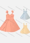 Wholesale Women's Casual Plain Cold Shoulder Wrap V Neck Ruffle Sleeve Midi Dress - Liuhuamall