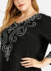 Wholesale Women's Casual V Neck 3/4 Sleeve Embroidered Midi Dress - Liuhuamall