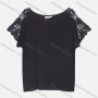 Wholesale Women's Elegant Plain Round Neck Guipure Lace Embroidery Rhinestone Pearl Decor Short Sleeve Blouse KJ52021# preview