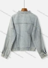 Wholesale Women's Fashion Rivets Double Pockets Pearl Decor Distressed Denim Jacket - Liuhuamall