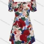 Wholesale Women's Square-neck Lace Up Short Sleeve Multi-color Floral Print Short Dress AY042# preview