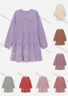 Wholesale Women's Casual Crew Neck Keyhole Back Long Sleeve Layered Short Dress - Liuhuamall