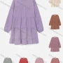 Wholesale Women's Casual Crew Neck Keyhole Back Long Sleeve Layered Short Dress preview