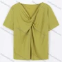 Wholesale Women's Casual Plain V Neck Short Sleeve Twist Crossover Front Blouse preview