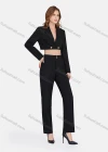 Wholesale Women's Plain Buttons Lapel Deep V Neck Long Sleeve Crop Suit Blazer & High Waist Straight Leg Suit Pants 2 Piece Set - Liuhuamall