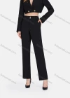 Wholesale Women's Plain Buttons Lapel Deep V Neck Long Sleeve Crop Suit Blazer & High Waist Straight Leg Suit Pants 2 Piece Set - Liuhuamall