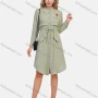 Wholesale Women's Casual Graphic A-Line Button Down Stand Collar Long Sleeve Short Shirt Dress With Belt preview