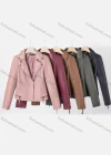 Wholesale Women's Casual Lapel Long Sleeve Zipper Plain Leather Jacket - Liuhuamall