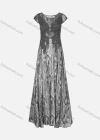 Wholesale Women's Elegant Cap Sleeve Pearl Lace Appliques Sheer Mesh Evening Dress - Liuhuamall