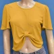 Wholesale Women's Casual Crew Neck Short Sleeve Irregular Hem Knit Plain Tops 1# Clothing Wholesale Market Liuhua