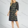 Wholesale Women's Elegant Two Tone Round Neck Guipure Lace 3/4 Sleeve Cocktail Midi Dress preview