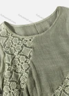 Wholesale Woman's Casual Crew Neck Long Sleeve Splicing Embroidered Floral Print Dress 02# - Liuhuamall