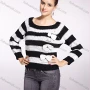 Wholesale Women's Casual Round Neck Long Sleeve Colorblock Bowknot Knit Pullover Sweater preview