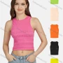Wholesale Women's Casual Plain Sleeveless Round Neck Ribbed Ripped Crop Tank Top E138# preview