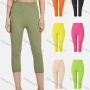 Wholesale Women's Casual Plain Skinny Fit High Waist Ribbed Capri Leggings E139# preview