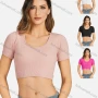 Wholesale Women's Casual Scoop Neck Plain Strapless Sleeveless Crop Top 7170# preview